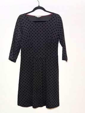 Boden‎ Fit And Flare Black Flocked Spot Ponte Knit Dress 10R